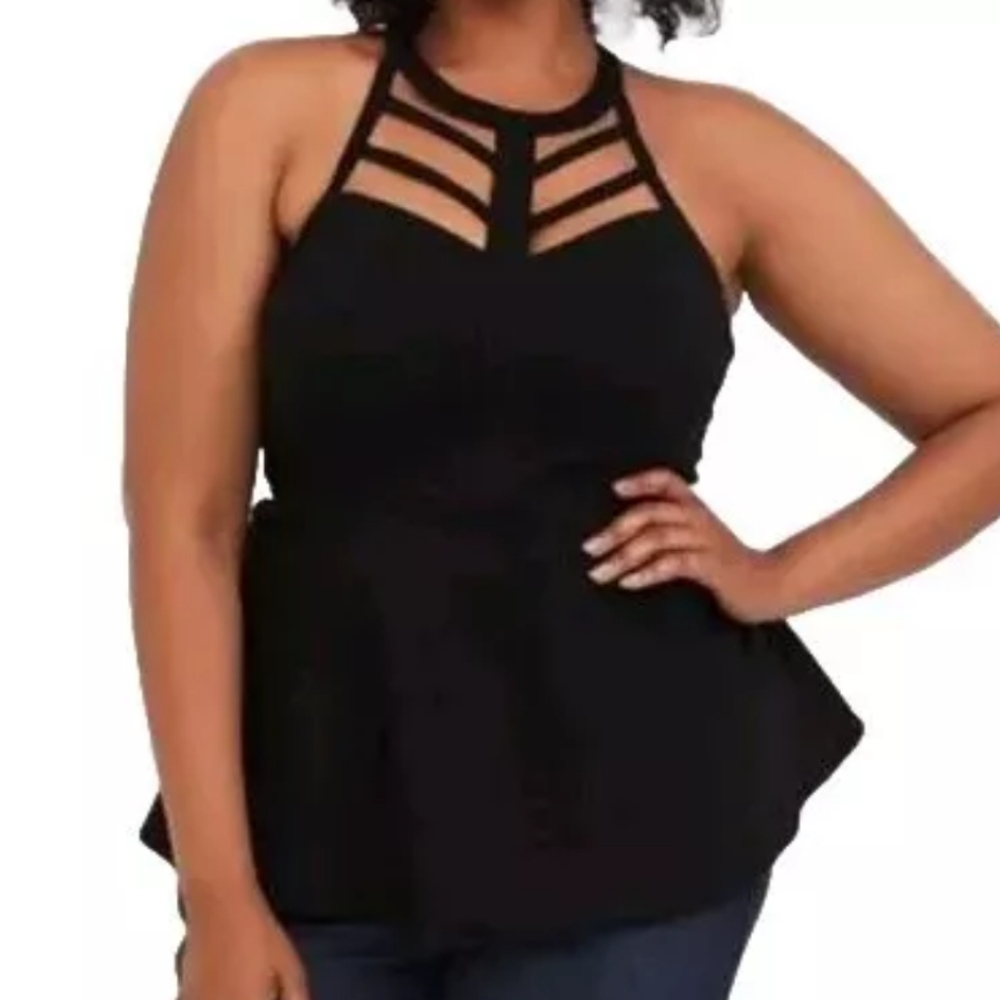 Torrid Blouse Whimisgoth Bengaline High Neck Caged Front Top Emo Punk Biker 5X - Picture 12 of 12